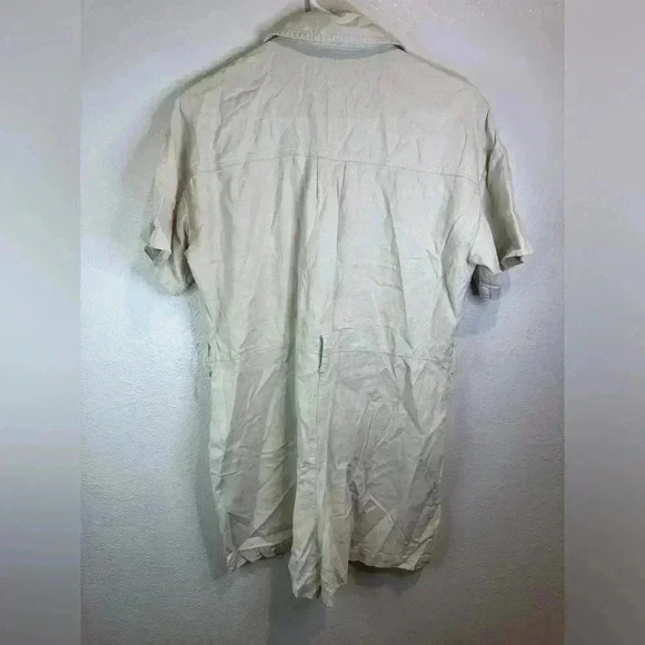 Zara Women's Linen Viscose Blend Short Sleeve Button Up Beige Romper Size M - Picture 6 of 7